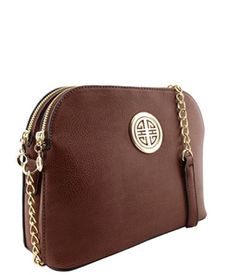 Messenger Handbag Design Faux Leather Classic Style WU40 39731 Stone